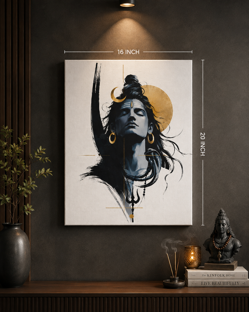 Modern Lord Shiva Canvas Wall Art (16x20 Inch) - 004