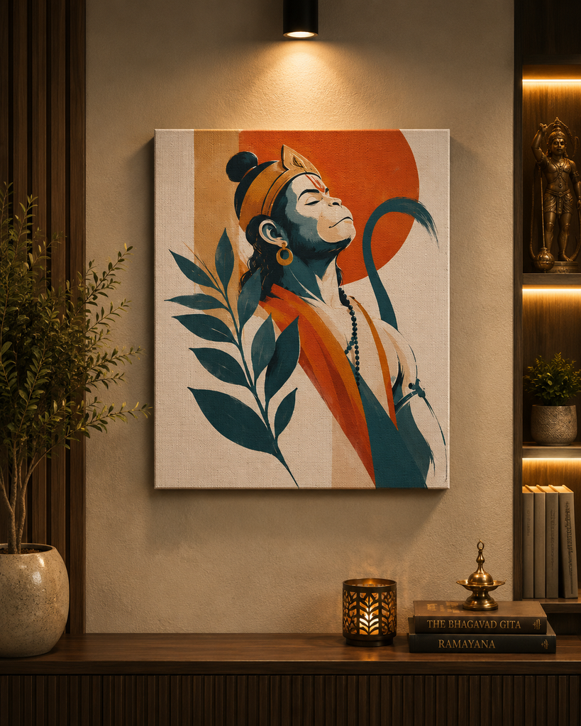 Modern Lord Hanuman Canvas Wall Art (16x20 Inch) - 005