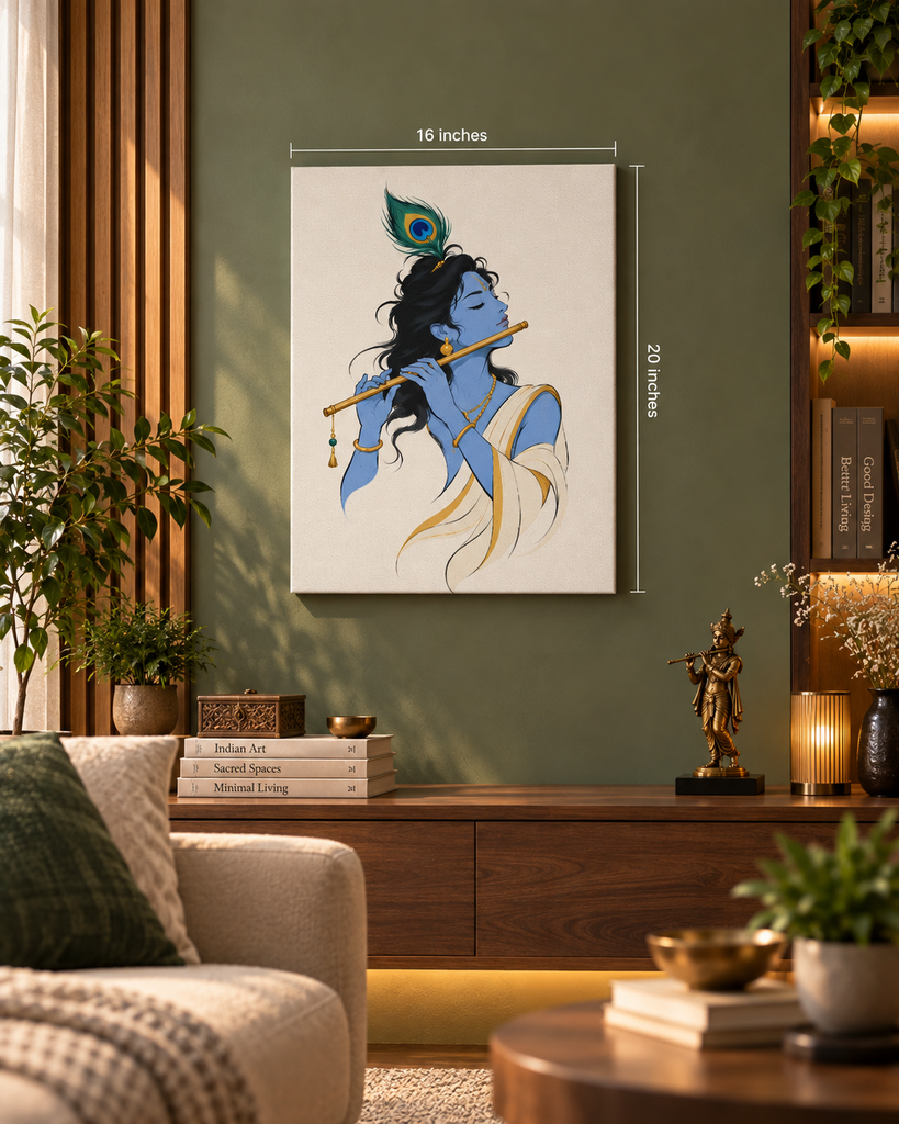 Divine Krishna Melody Canvas | 16×20 Inch Premium Wall Art - X06
