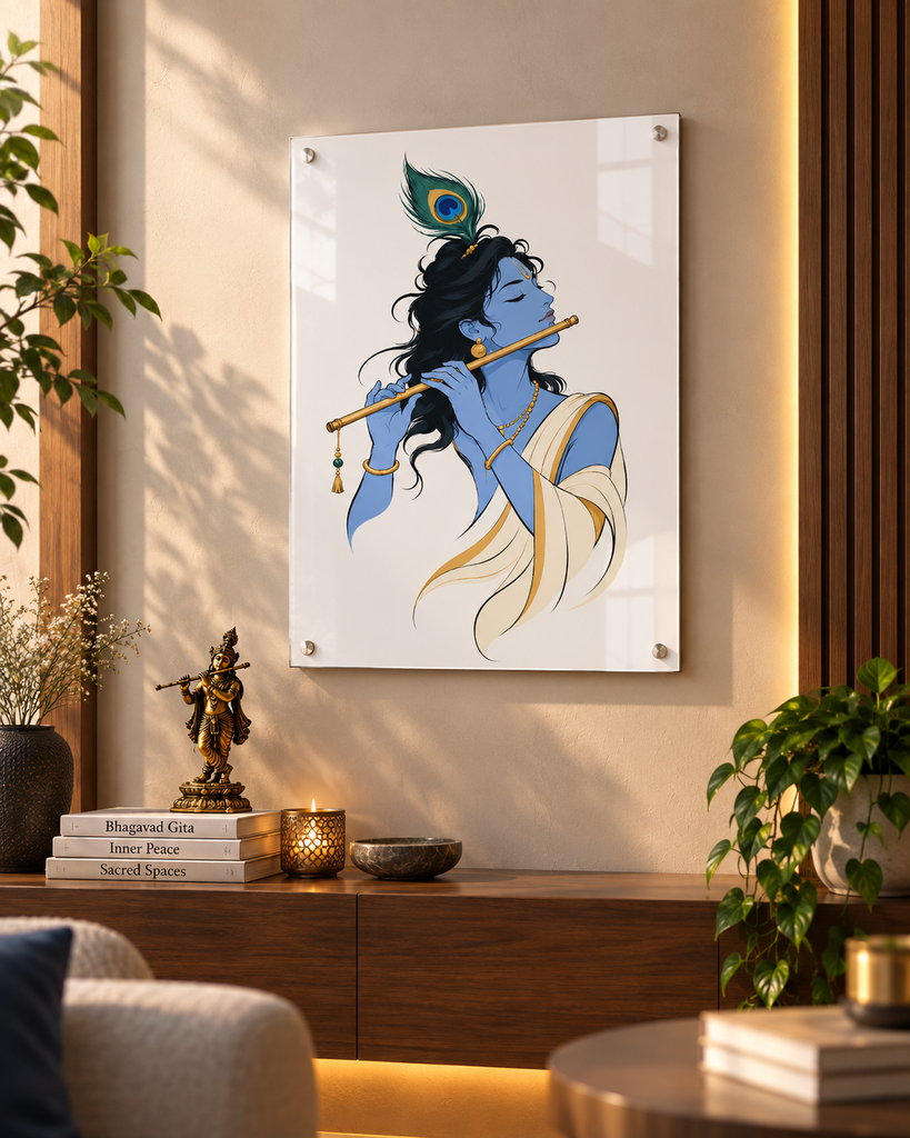 Divine Krishna Melody A3 Acrylic Wall Art | Premium Gloss Finish - X07