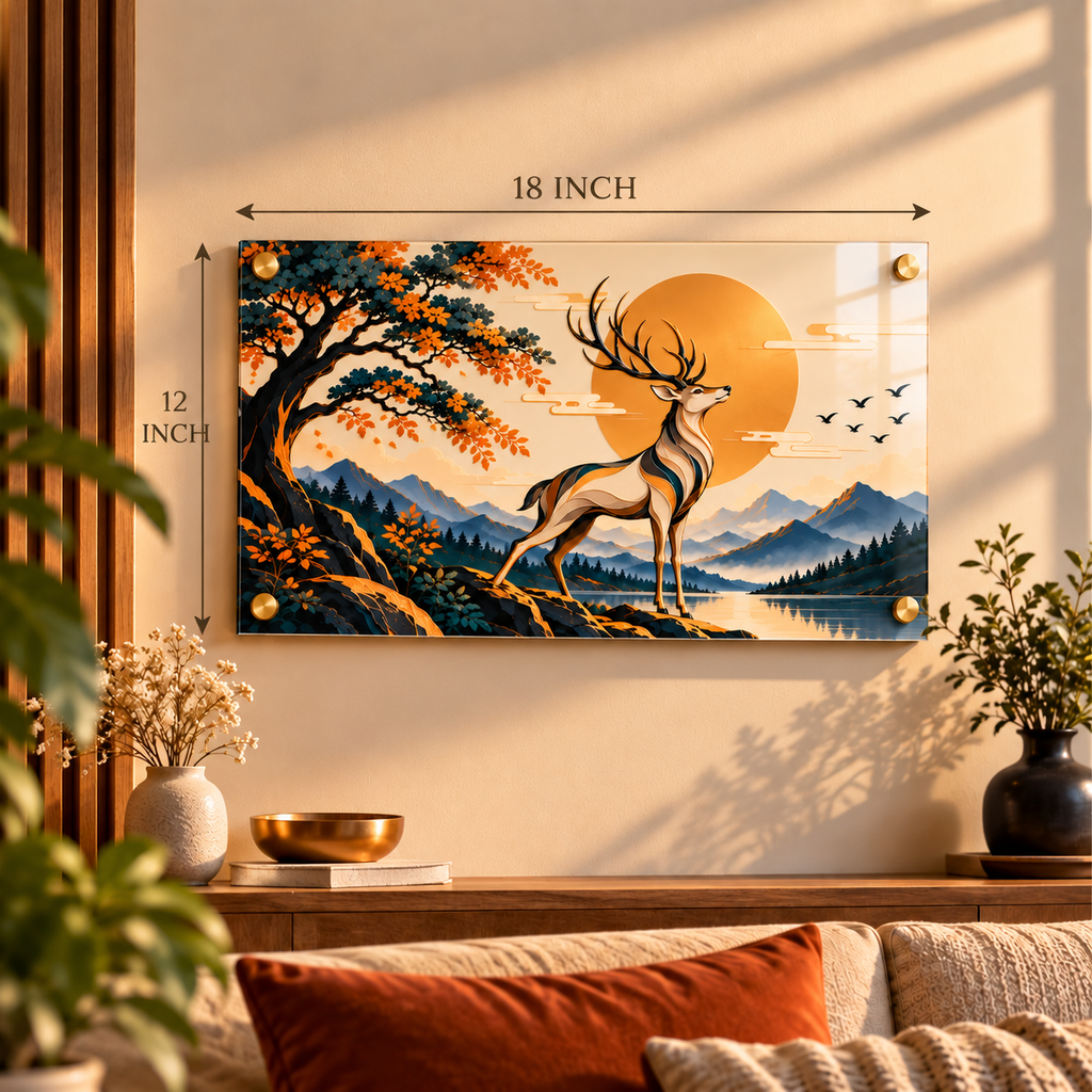 Majestic Deer in the Mountains | Premium Acrylic Wall Art - X036