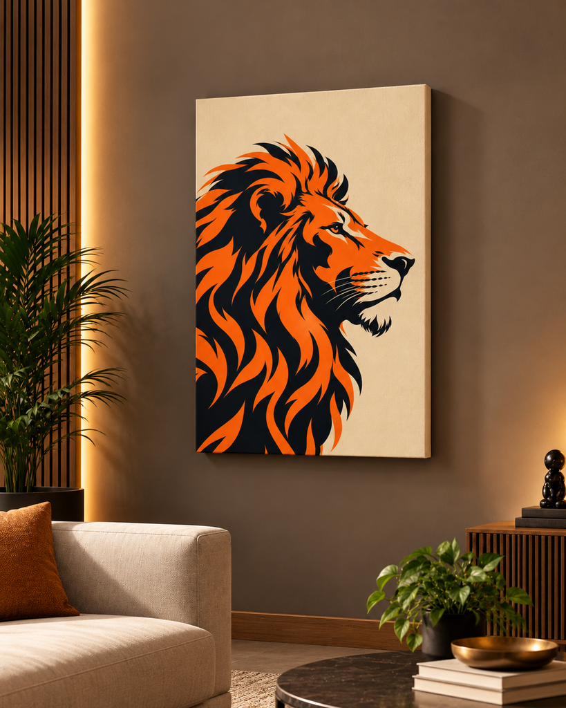 Regal Lion – Bold Modern Canvas Wall Art - X08 (Medium (11.7X16.5 inches))